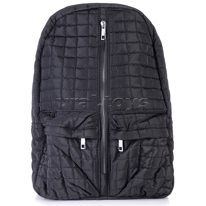 Рюкзак черный (30х43х12 см, нейлон, фигурная выстрочка, 1 отделение (-я), молния)
