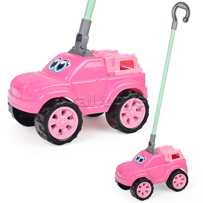 Автомобиль-каталка "Боби" с ручкой (розовый)