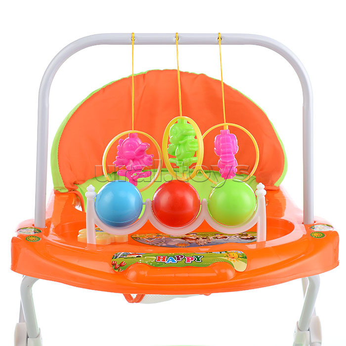 Ходунки "Шарики" с подвесными игрушками (зеленый-оранжевый) в пакете
