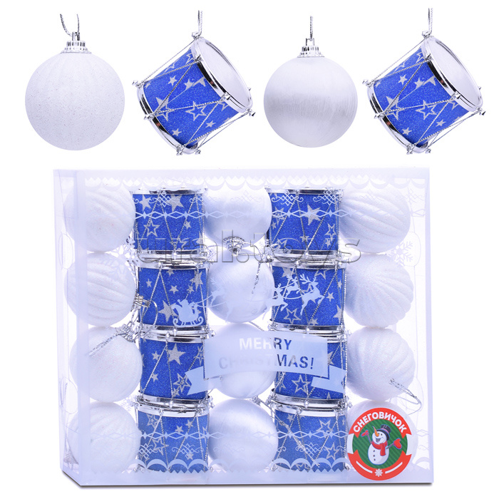 Набор новогодних украшений "Метелица" белые и голубые (5см*20шт)