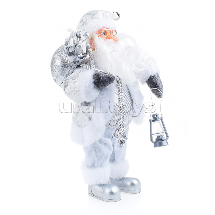 Сувенирный Дедушка Мороз в серебристом костюме, 30см в пакете