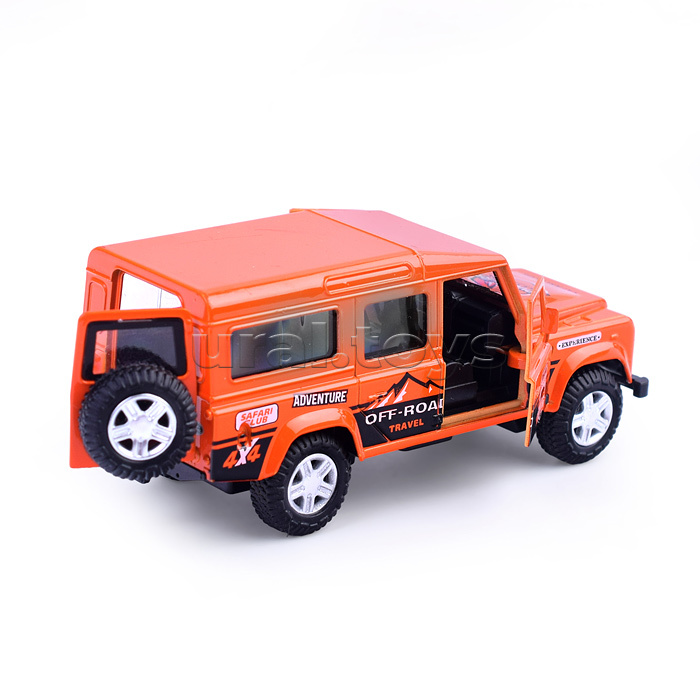 Машина металл Land Rover Спорт 12 см, (свет-звук, двери, багаж, оранж.) инерц., в коробке