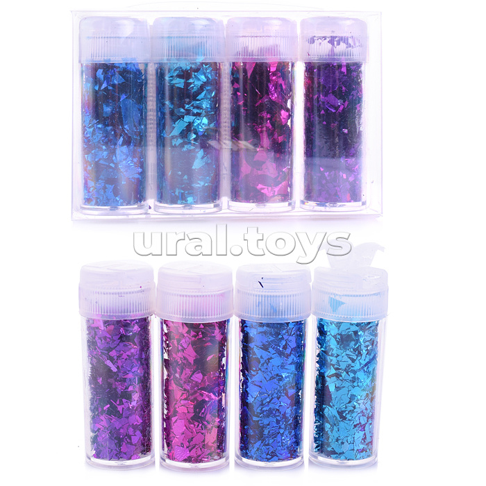 Набор декоративных блесток Glitter Assorti, ассорти 4 вида в комплекте, ПВХ-упаковка. 3 разновидности комплектов в ассортименте.