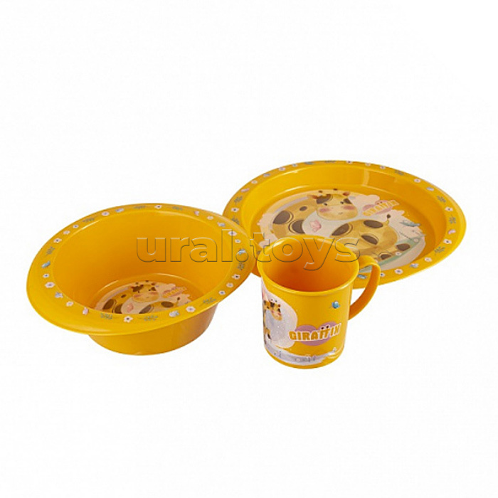 Набор детской посуды (2 тарелки + кружка) Giraffix