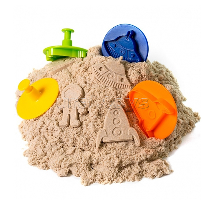 Кинетический песок "Волшебный песок", в комплекте с формочками 4 шт, песочный, 3 кг