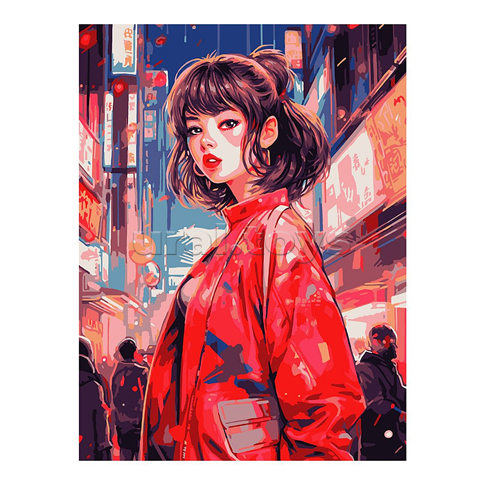 Картина по номерам холст на подрамнике 30*40 см "Девушка в Токио"