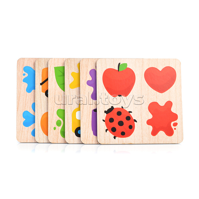 Лото зигзаг "Изучаем цвета" 6 карточек, 24 фишки ( деревянная )
