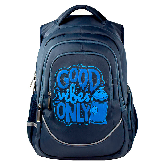 Рюкзак школьный синий граффити (27.5х43х13 см, полиэстер, шелкография, 1 отделение)