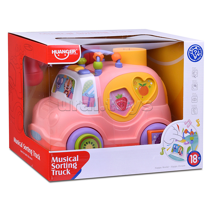 Развивающая игрушка "Машина-Сортер" в коробке (цвет розовый)