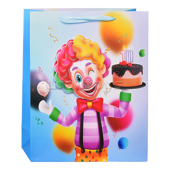 Пакет подарочный "Клоун вечельчак" 26x10x32 см, 3D