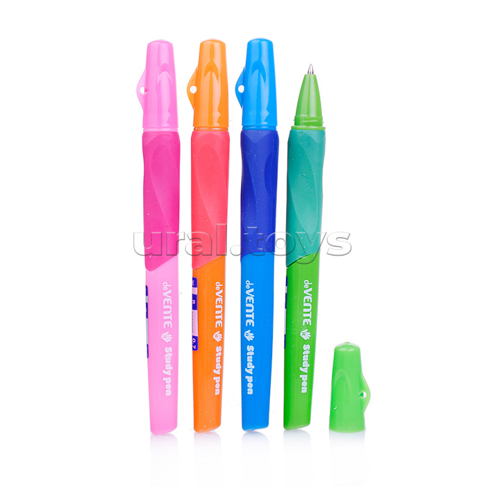 Ручка шариковая "Study Pen" обучающая письму, для правшей, d=0,7 мм, с каучуковым держателем, сменный стержень, с индивидуальной маркировкой, синие чернила