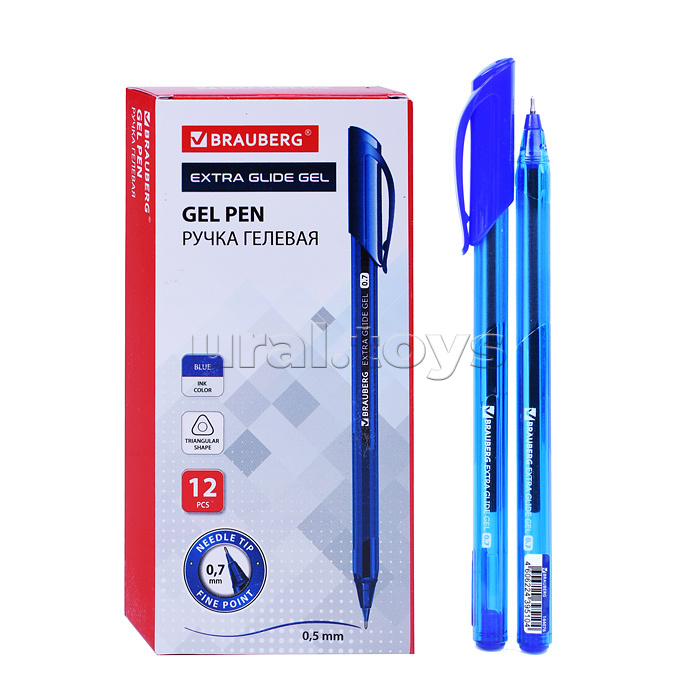Ручка гелевая "Extra Glide Gel", синяя, трехгранная, игольчатый наконечник 0,7 мм, линия 0,5 мм