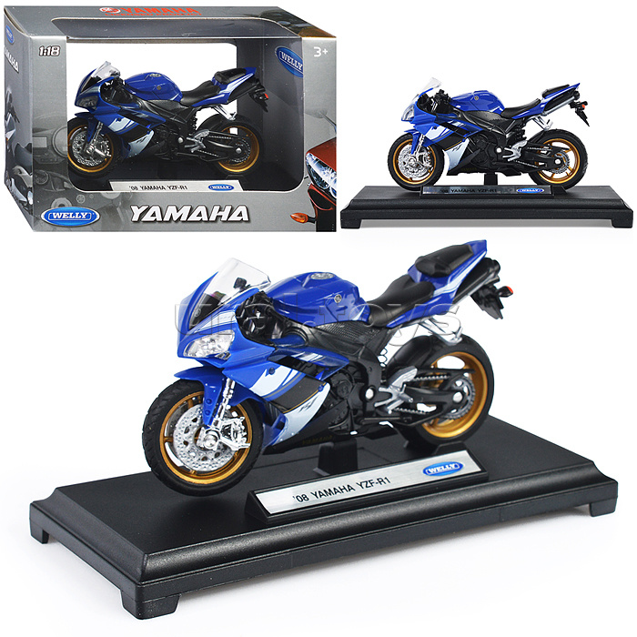Мотоцикл 1:18 YAMAHA YZF-R1 2008, синий