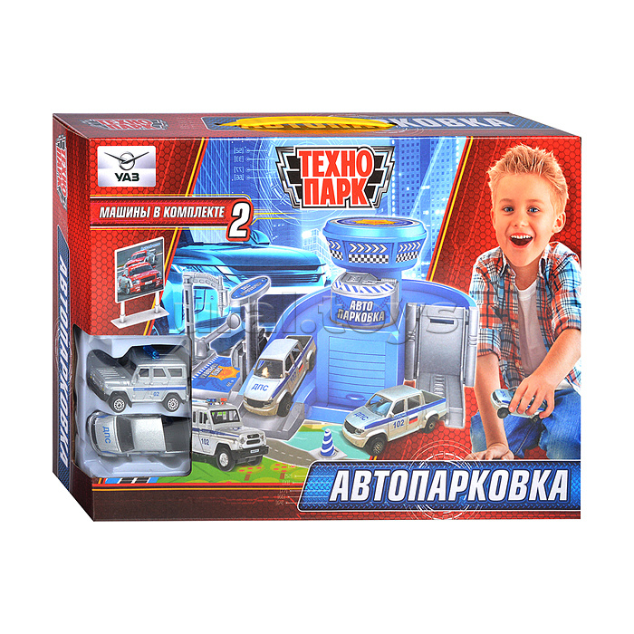 Игрушка пластик UAZ Автопарковка (2 машин.., 2 эт., гар., лифт, заправ.,) в коробке
