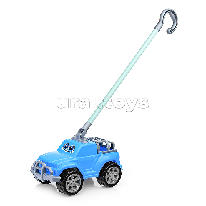 Автомобиль-каталка "Дени" с ручкой (голубой)