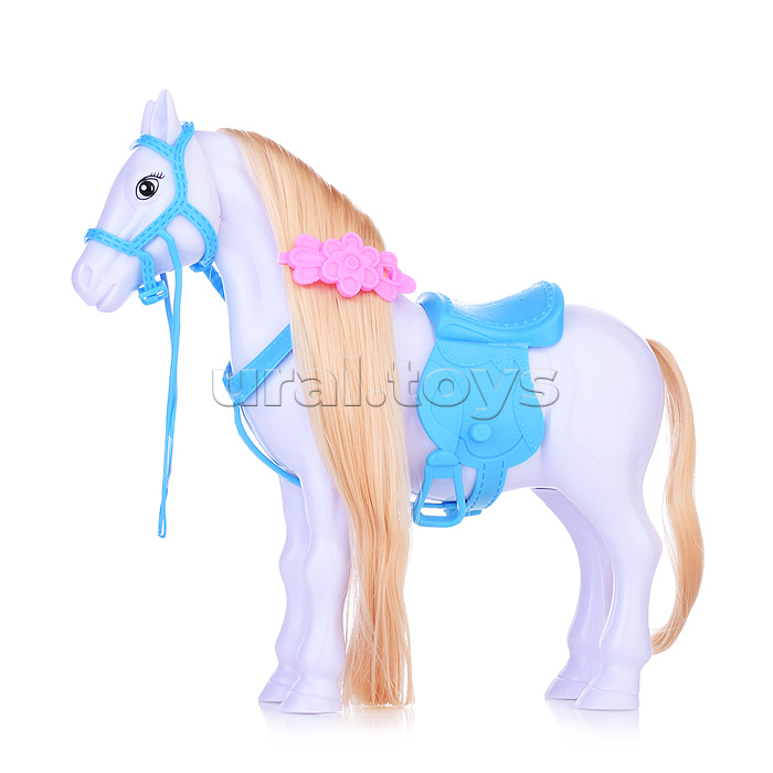 Карета "Маленькая принцесса" с лошадкой и куклой, в коробке (синий)