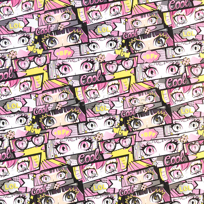 Упаковочная бумага глянц. 70*100см, MESHU "Anime girl", 80г/м2