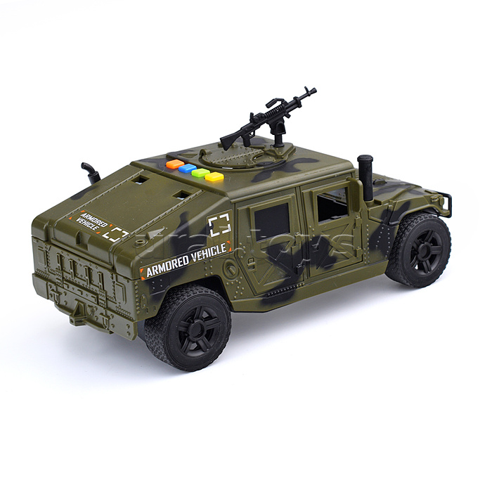 Машина "Военная" с пулеметом 1:16 (свет, звук) на батарейках, в коробке