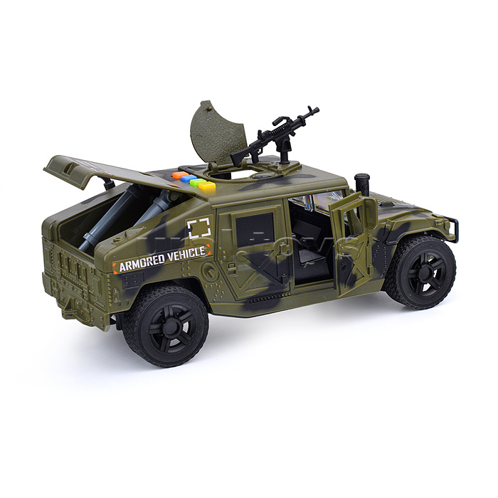 Машина "Военная" с пулеметом 1:16 (свет, звук) на батарейках, в коробке