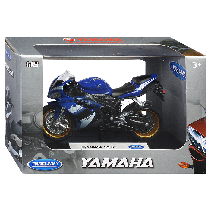Мотоцикл 1:18 YAMAHA YZF-R1 2008, синий