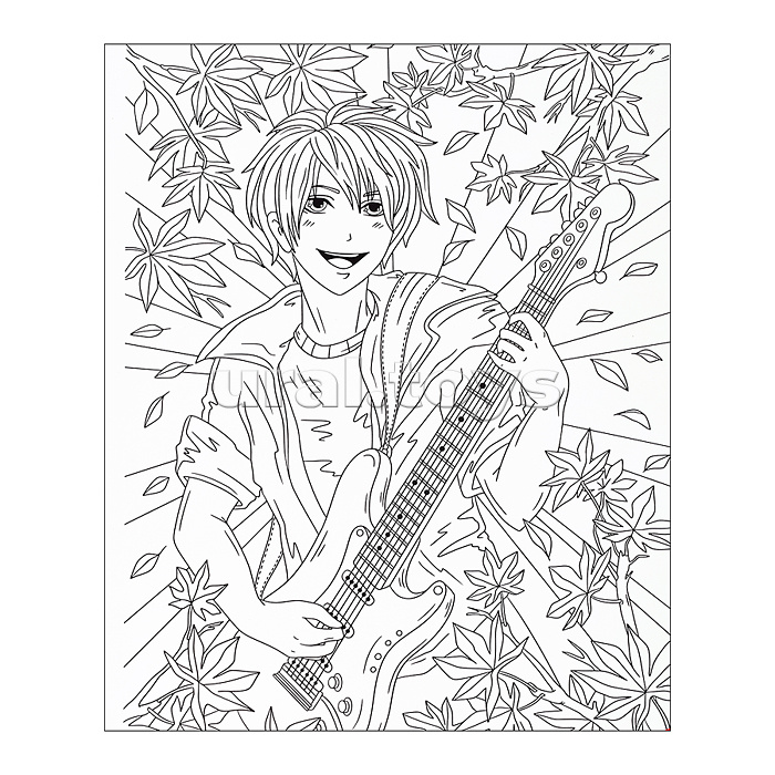 Раскраска в стиле Anime "Парень с гитарой" (формат А3)