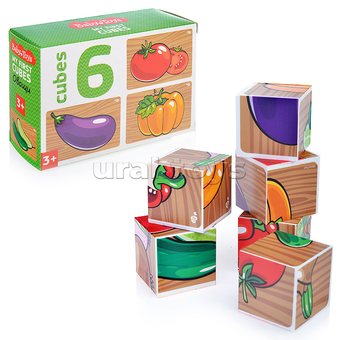 Кубики "Овощи" (без обклейки) 6 шт