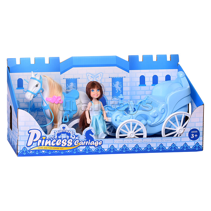Карета "Сказка-2" с лошадкой и куклой, в коробке