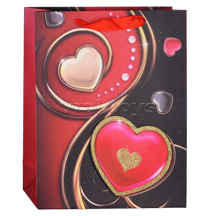 Пакет подарочный "Дела сердечные" 26x10x32 см, 3D