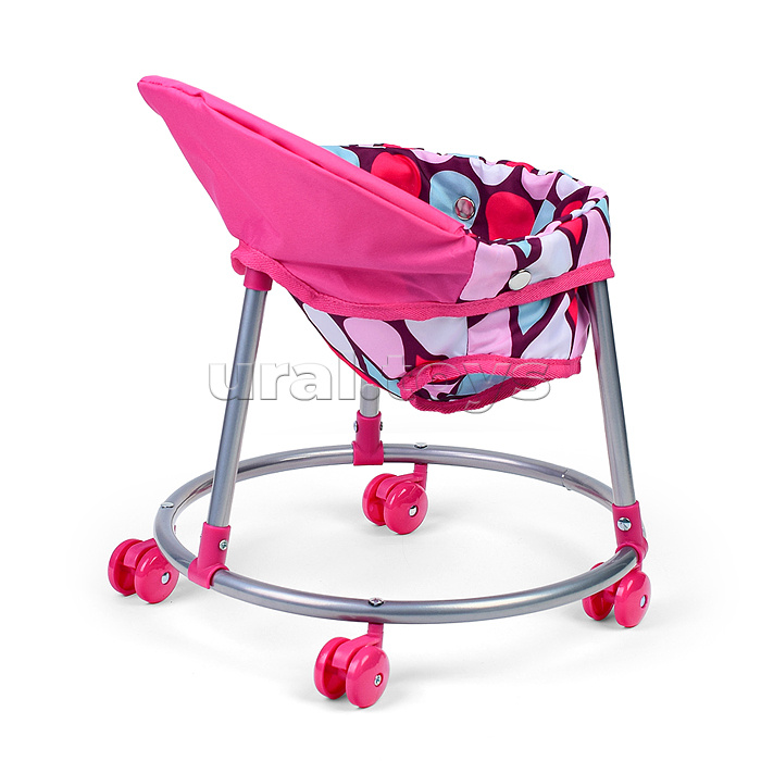 Кукольный набор (стульчик для кормления/качель, коляска, ходунки, сумка), цвет розовая капля