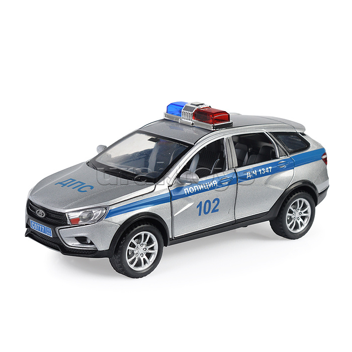 Машина металл LADA Sw Cross Полиция 17,5 см, (двери,свет-звук) в коробке