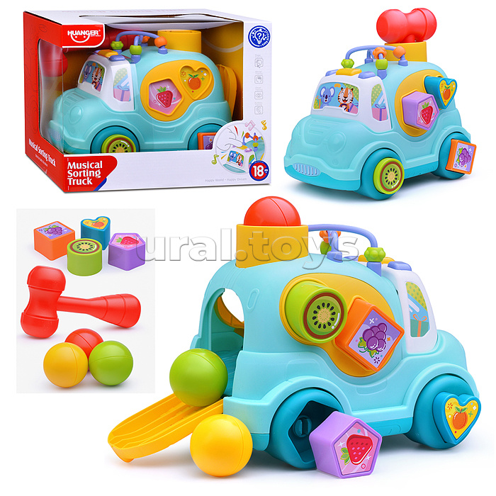 Развивающая игрушка "Машина-Сортер" в коробке (цвет мятный)