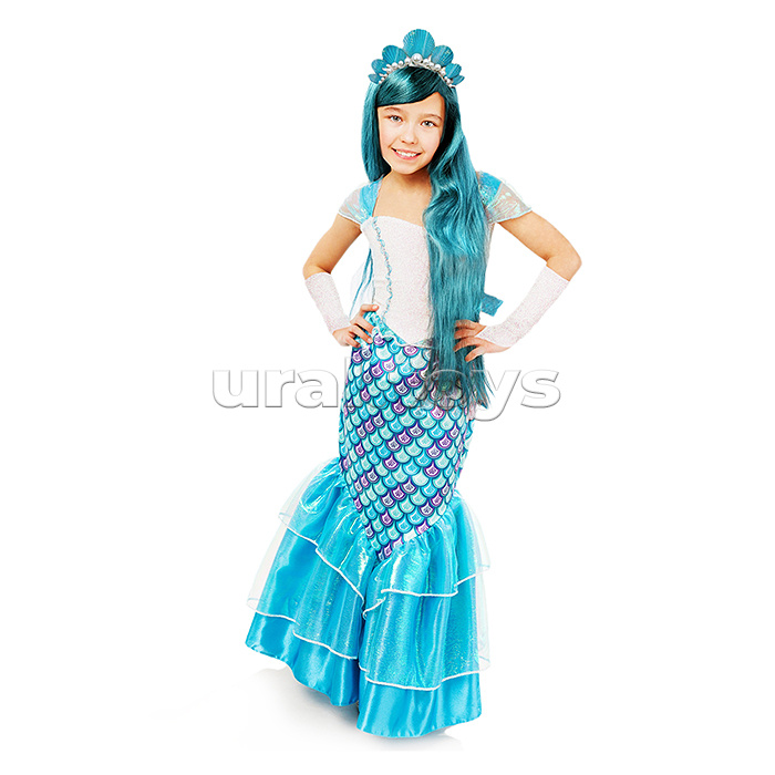 Костюм "Русалка" (платье, ободок, перчатки, парик) размер 116-60