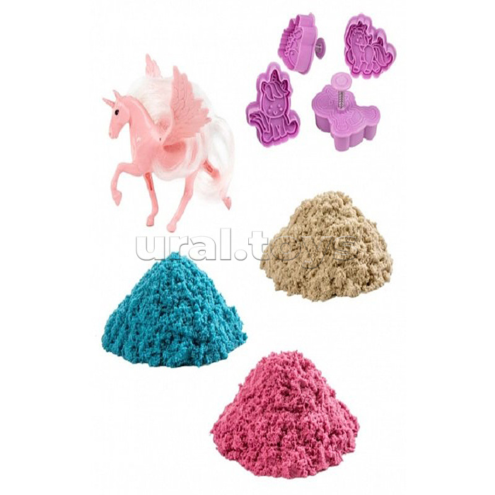 Игрушки для детей старше трех лет из формирующихся пластических масс с элементами из полимерных материалов в наборе: кинетический песок Единороги 1,5 кг