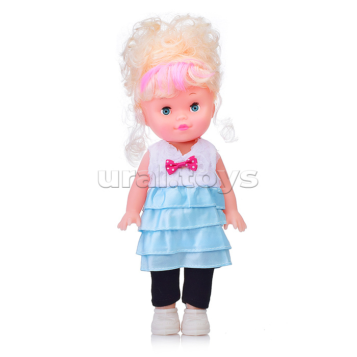 Кукла "Радочка" в розовом платье с черным бантиком, в горошек, в пакете